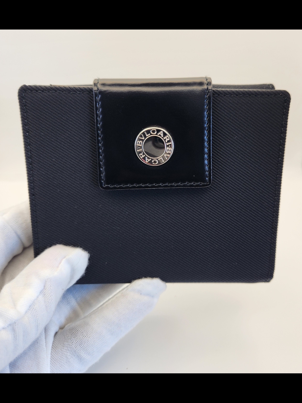 Bulgari Black Leather Compact Wallet